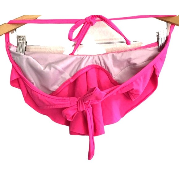 Venus Bikini Bliss Pink Ruffle Halter Bikini Top Large 80% Nylon 20% Spandex Wom - Picture 5 of 6